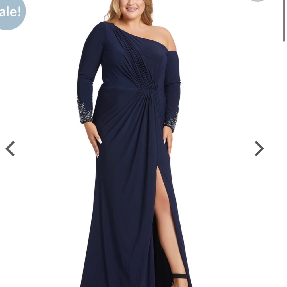 Mac Duggal Ruched Drop Shoulder Dress